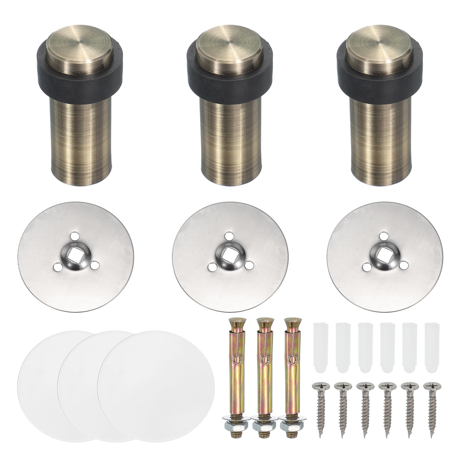 Butée de porte ronde PATIKIL en acier inoxydable bronze de 80 mm lot de 3