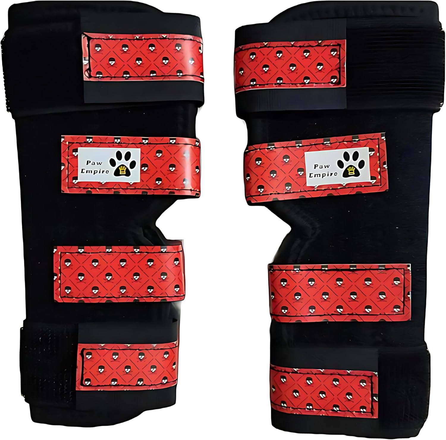 pair of dog leg braces, ultra supportive, comfortable, dual metal springs, canine hock brace for joint arthritis, assists injury & sprains (medium, red skulls) red skulls medium