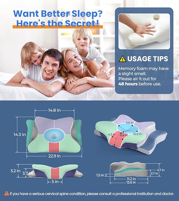 Ultra Pain Relief Cooling Pillow for Neck Support, Adjustable Cervical Pillow Cozy Sleeping, Odorless Ergonomic Contour Memory Foam Pillows, Orthopedic Bed Pillow for Side Back Stomach Sleeper by Cozyplayer - Used condition - US$37.18