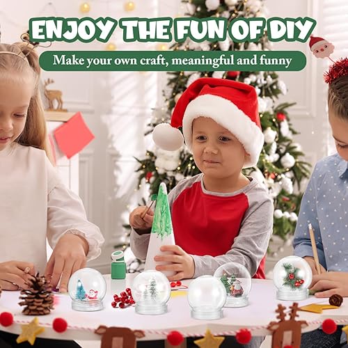 Miniatura 9 de BESTOYARD 10 globos de nieve de plástico de 3 pulgadas para bricolaje, tarro de globo de agua de plástico transparente con tapa de rosca, tarro de