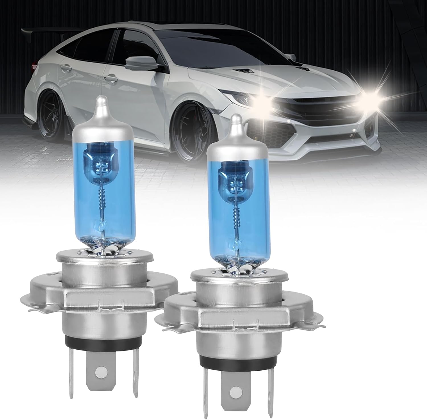 A Pair H4 High Performance Headlight Bulbs Fit For Nissan Versa 2007-2019 Halogen Bulbs, 9003 H4 High Low Beam Light Bulbs Super Bright 5000K Front Light Car Replacement Bulb