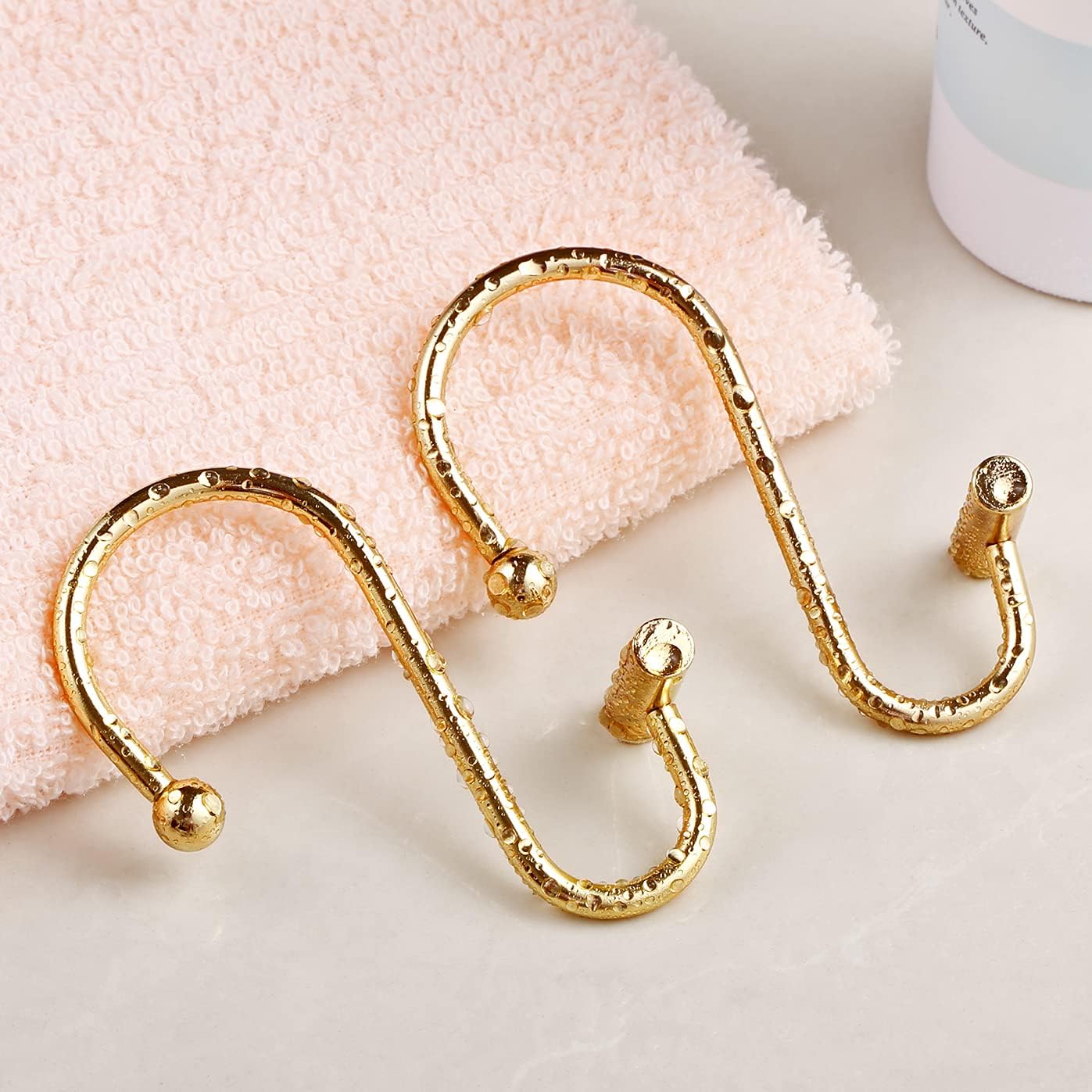 CHICTIE Gold Shower Curtain Hooks Rings,Brass Decorative Shower Curtain Rings for Bathroom Shower Rod, Set of 12 Premium Rust-Resistant Metal Shower Hooks Hangers T Shaped Design : Home & Kitchen