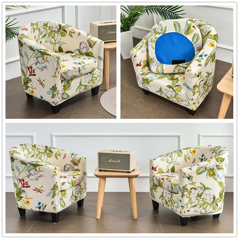 Highdi Copripoltrona 1 Posto Elasticizzato, Modello Chesterfield, Stampa Foglia Verde, Antiscivolo E Lavabile - 4