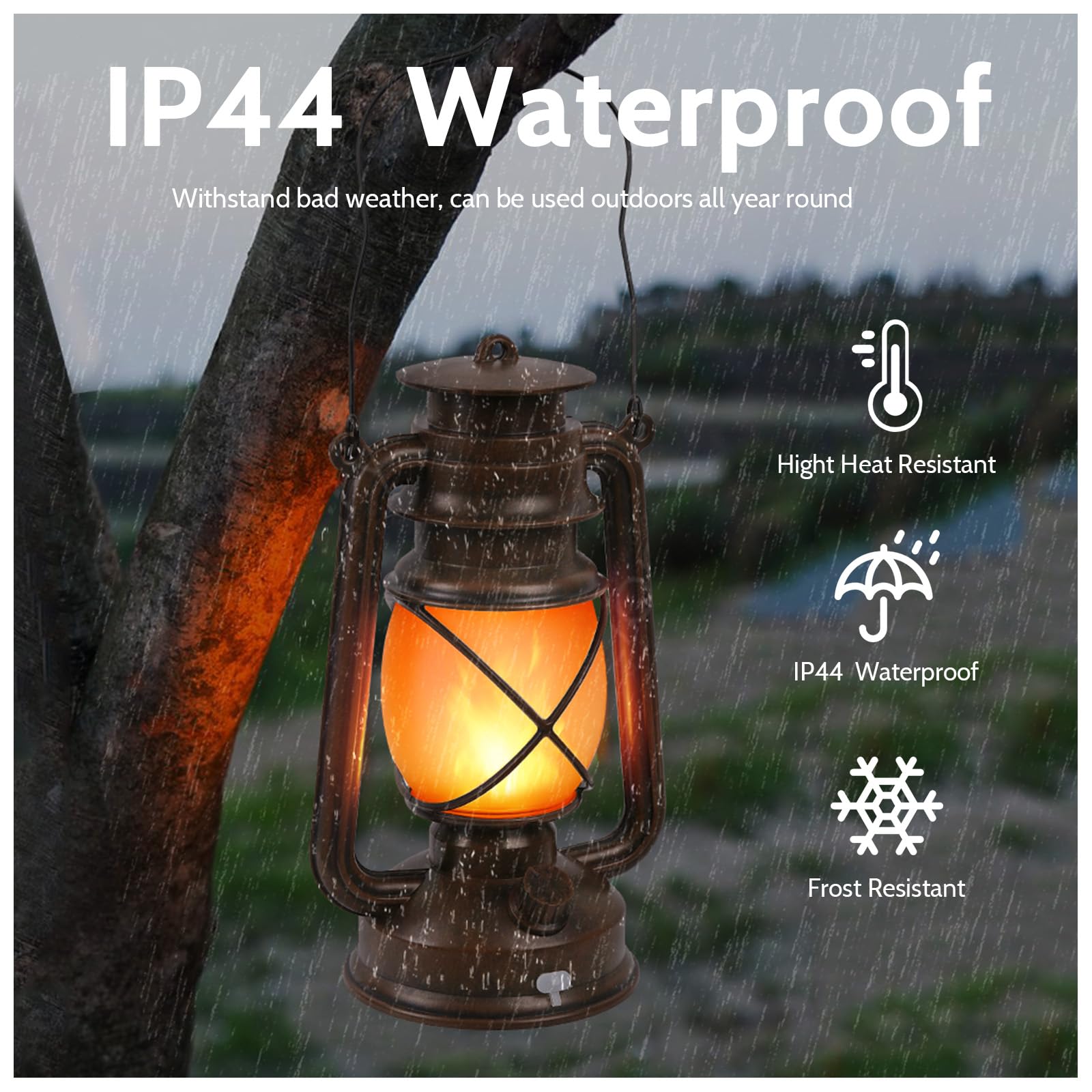 KINGLEAD LED Vintage Laternen, 4 Dimmbare Lichtmodi, Wasserdicht, Flammen Effekt, USB Wiederaufladbar, 2 Stück