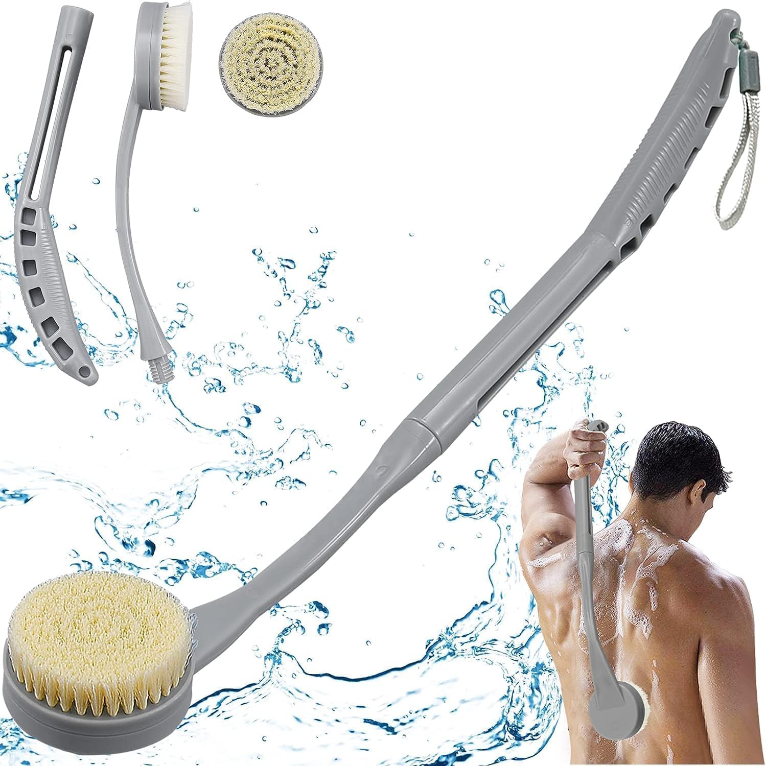 Amazon.com : Back Brush Long Handle for Shower, 20.5” Back Bath Brush ...