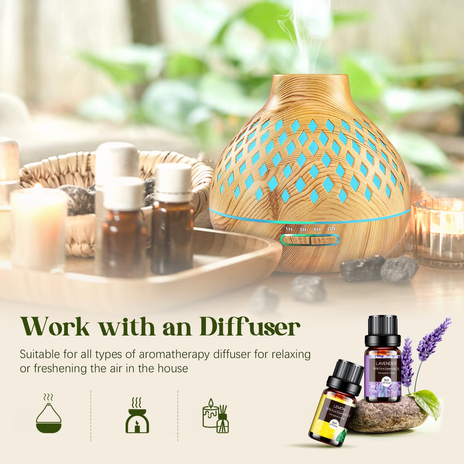 AESHORY Set di Oli Essenziali per Diffusori Umidificatore 20 x 5ML, Olio Essenziale Naturali per Aromaterapia, Candele Fai Da Te, Profumate, Massaggio, SPA - Lavanda, Tea Tree, Citronella, Incenso