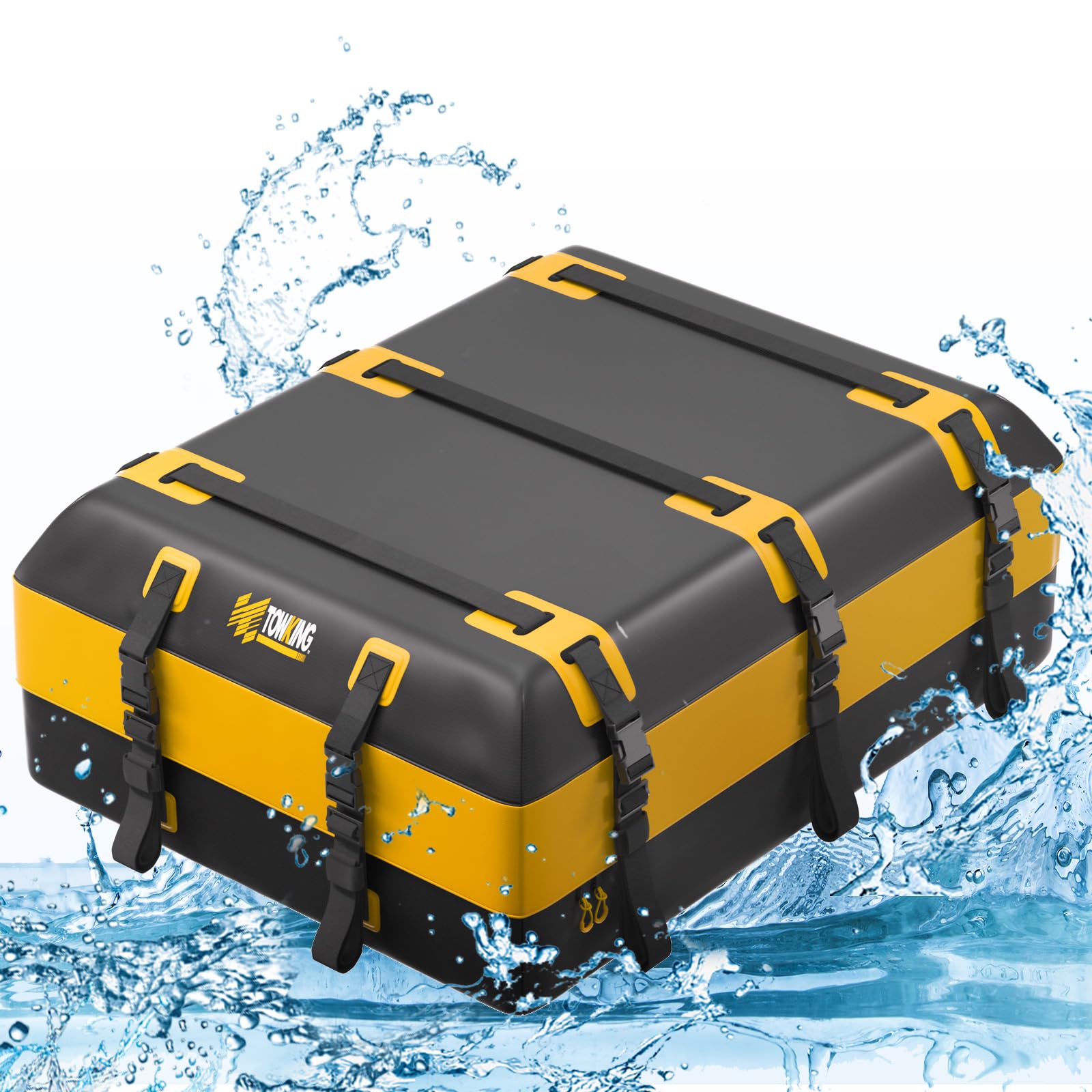 21 Cubic Feet Car Rooftop Cargo Carrier with Double Waterproof Zippers, Waterproof Roof Bag for All Vehicle with/Without Racks, Yellow