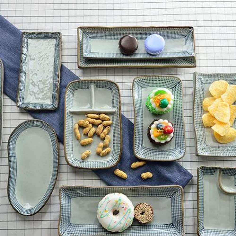 Dining Plate 42 * 19 * 3.5cm Rectangle Ceramics Plates, Restaurant Dessert Plates for Appetizers, Snacks, Sushi, Lunch, Chips, Party
