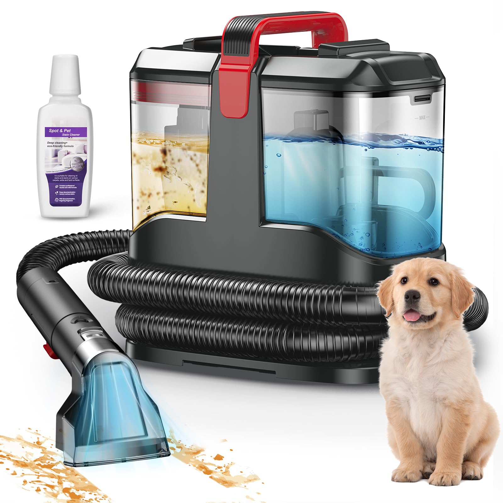 C9 Portable Carpet Upholstery Cleaner Machine Spot and Stain Deep Cleaner with Remover Formula for Pets Stairs Couch