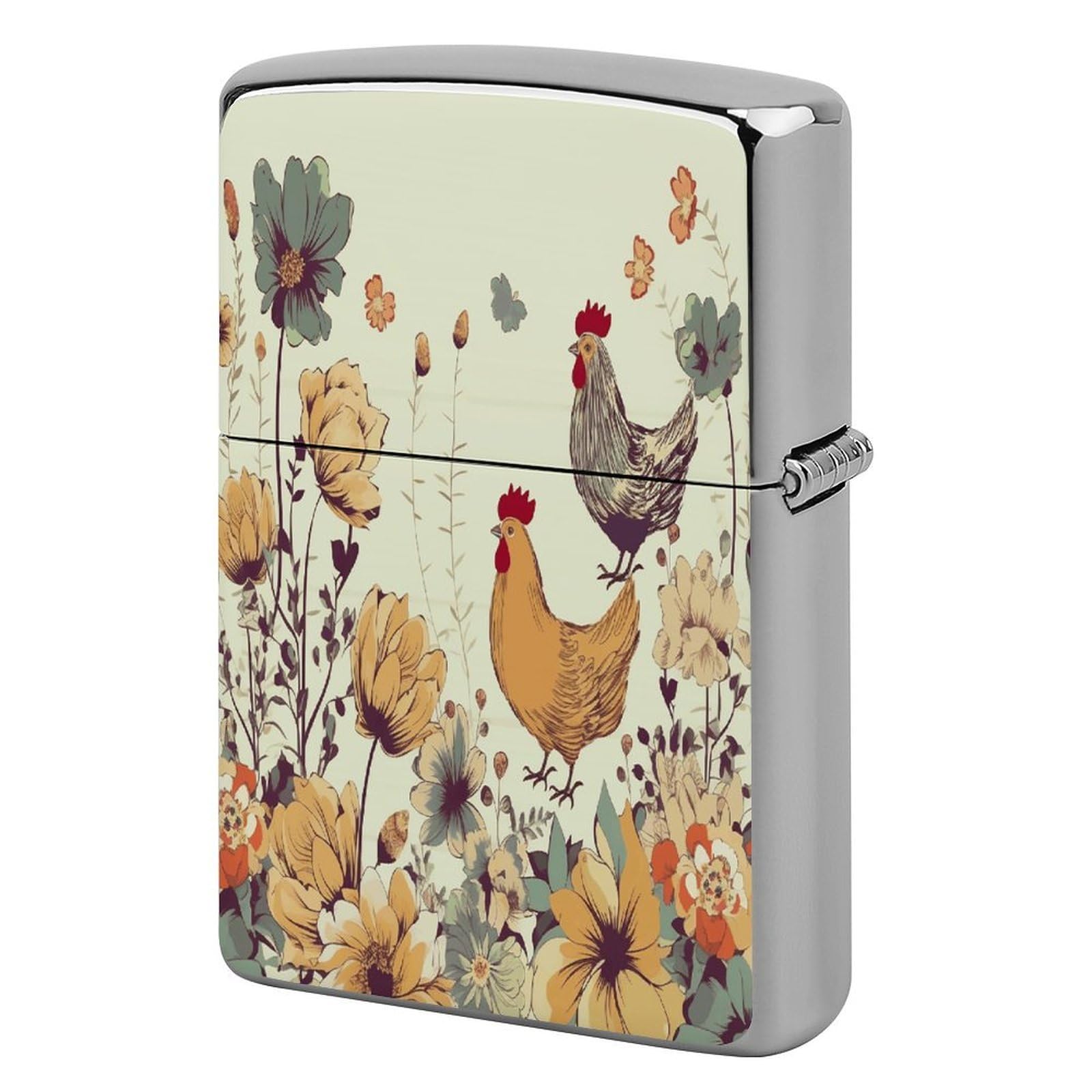 Btcowzrv Style Floral Hens Metal Lighter Case Sleeve Cover Holder