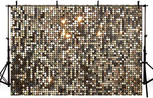 Miniatura 4 de AIBIIN Telón de fondo negro dorado con purpurina de 7 x 5 pies para fotografía, lentejuelas doradas, bokeh, fiesta de cumpleaños, sesión de fotos,