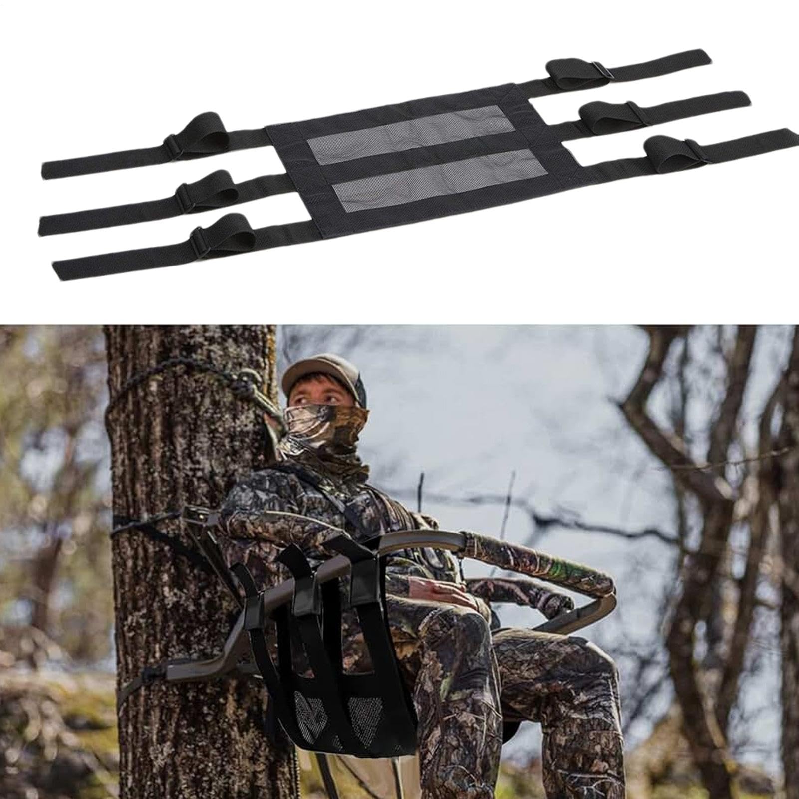 Reemplazo de asiento de soporte para árbol, asientos de soporte para árbol para escalar | Asiento de caza ajustable con soporte para árbol | Hebillas autoblocantes transpirables Accesorios para soport