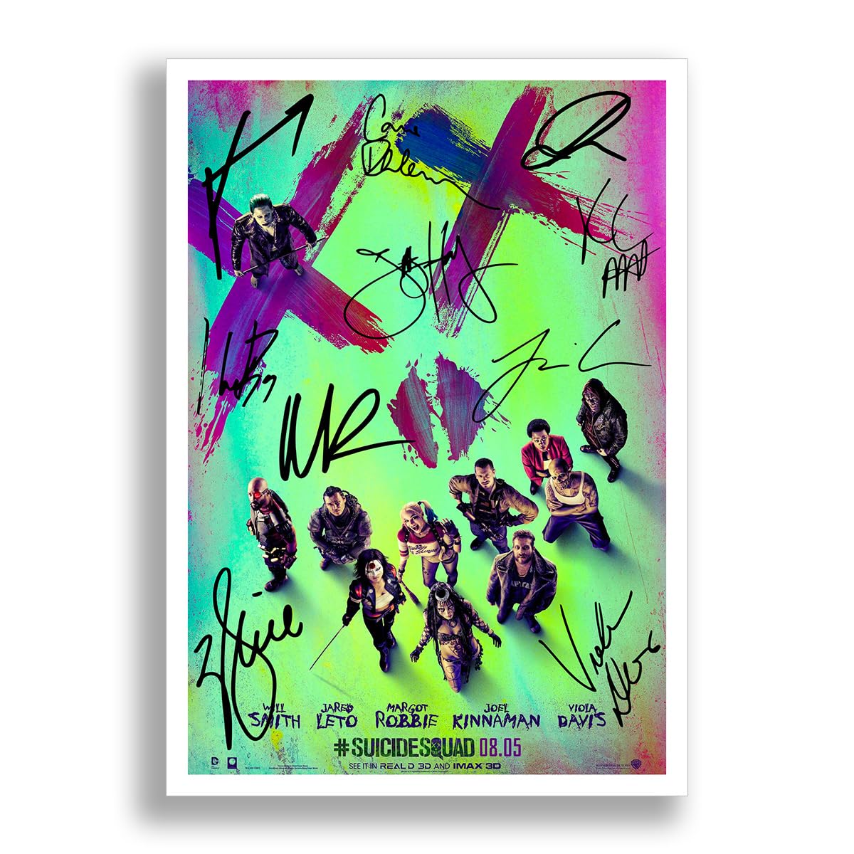 Mounted Gifts Black Suicide Squad Cast Signed A4 Poster Photo Print Framed Autograph Gift Movie Film (Poster Only)