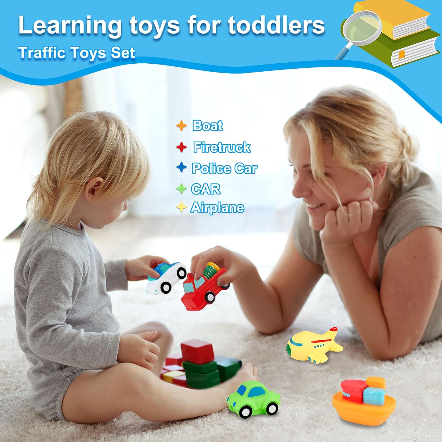 Baby Bath Toys Bathtub Toy - 5 Packs Kids Floating Water Spray Toy Fun Bathtime with Boat, Police Car,Fire Truck and Plane Plastic Toy for Toddler Boys and Girls : Toys & Games