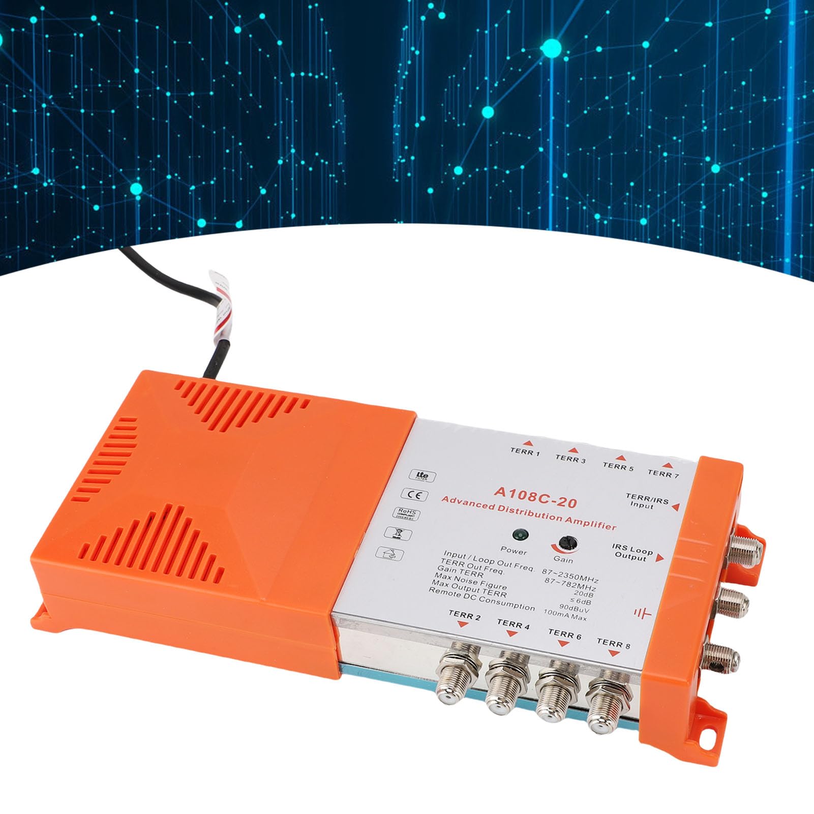 Sxhlseller Amplificatore di Distribuzione a 8 Vie Antenna TV Divisore di Segnale Filtro 4G LTE (Spina UE 220-240 V)