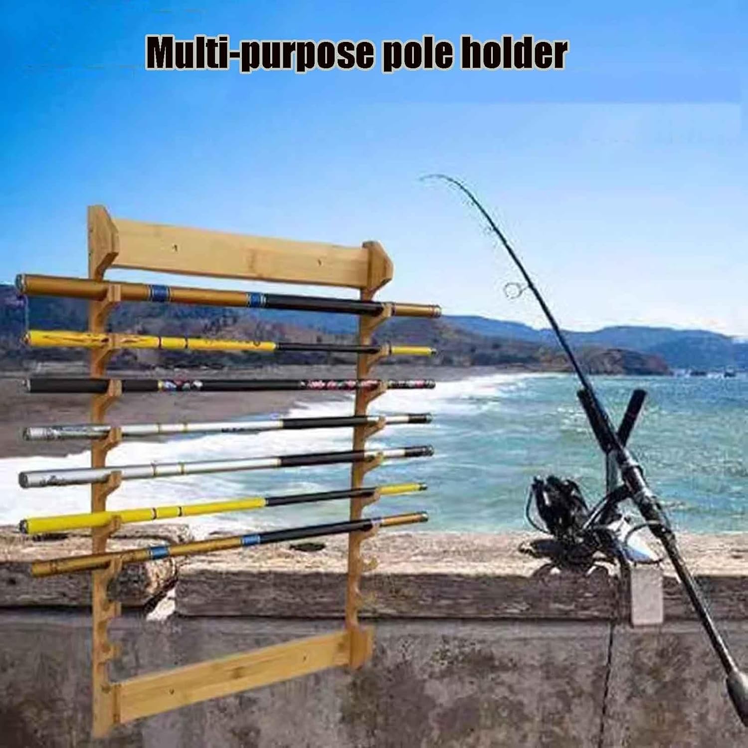 Wooden Fishing Rod Display Rack Storage Rack Fishing Tackle Shop Display Rack 10 Storage Wall Mounted Fishing Tackle Racks