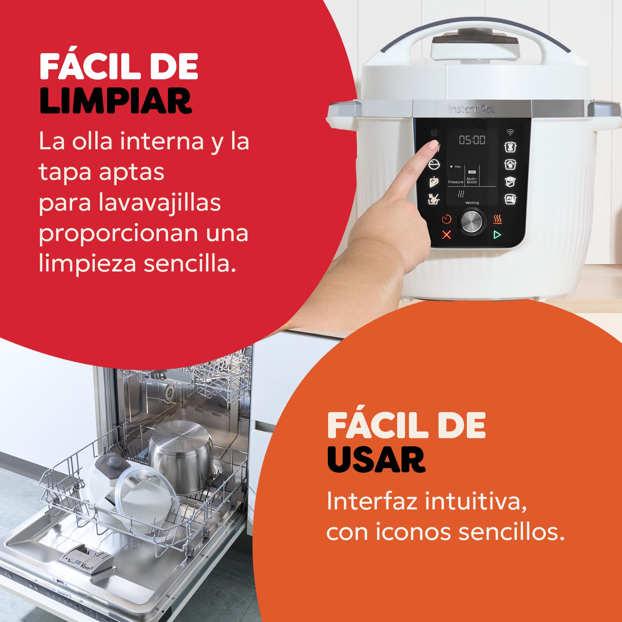 Instant Pot Pro Olla multifunción 10 en 1, 5,7L, Blanca, olla a presión, olla de cocción lenta, arrocera, sartén, yogurtera, calentador de alimentos, olla de cocción al vacío, vaporera, horno, NutriBo