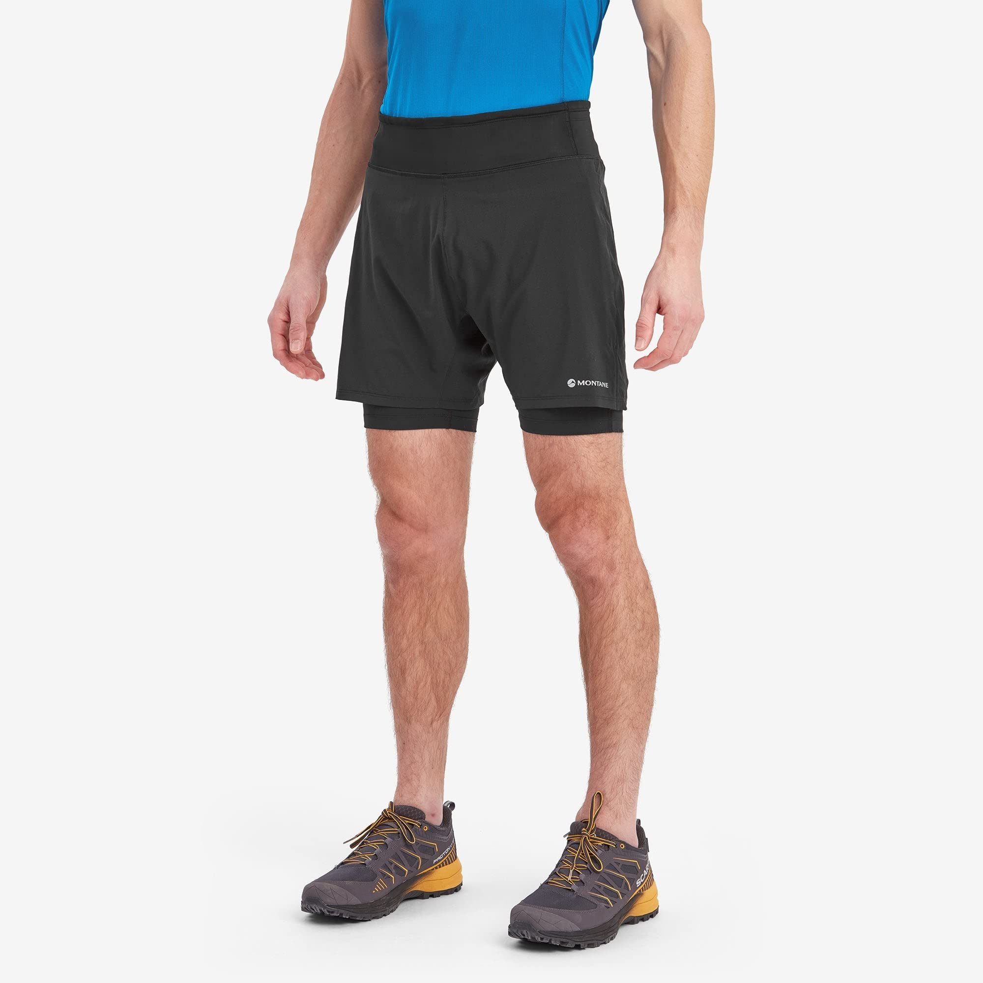 Montane Męskie spodenki do biegania Slipstream Twin Skin, Czarny, S