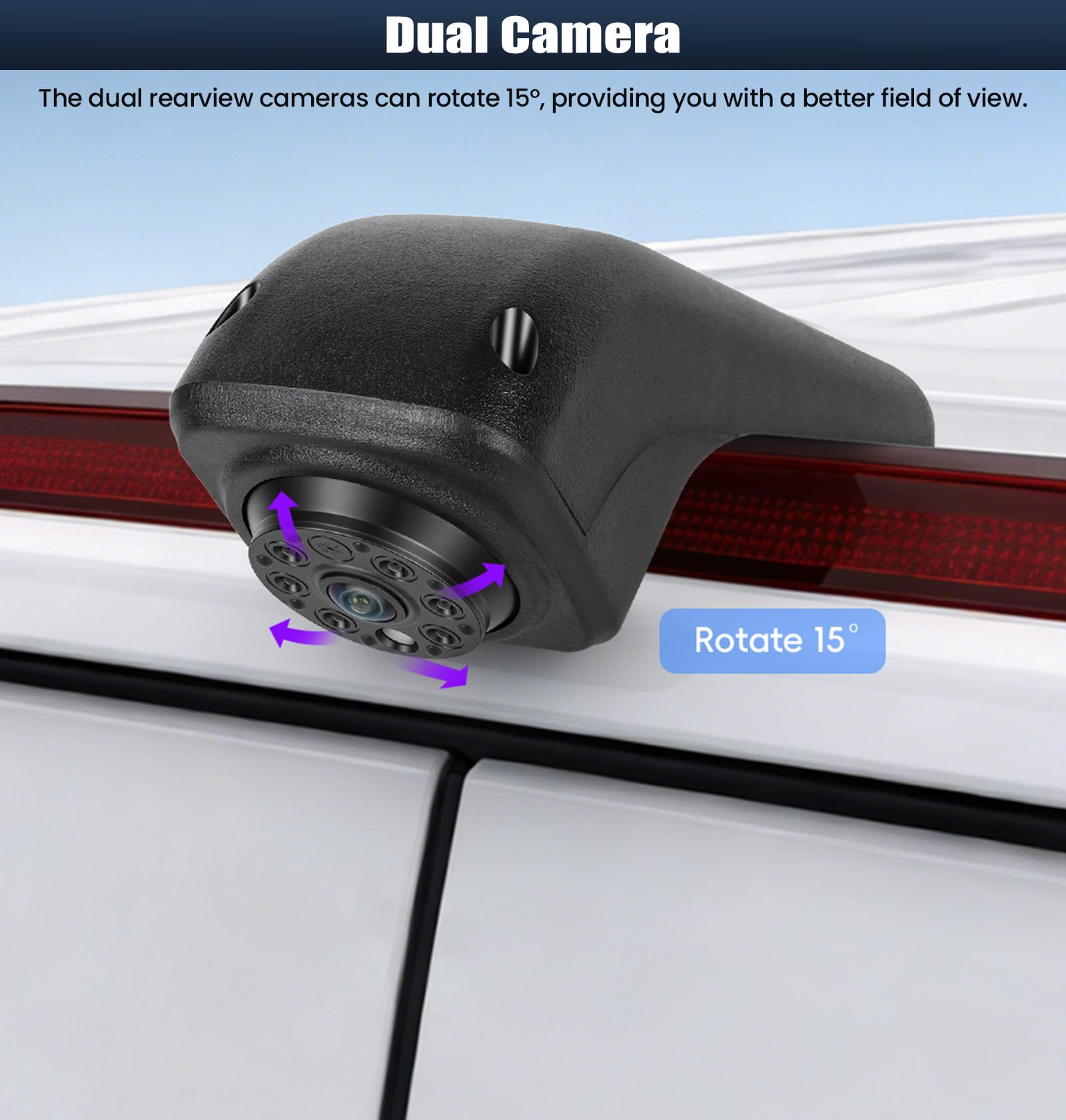 CAMECHO Visione Notturna Telecamera per Auto per VW Crafter 2017, Telecamera retrovisore con HD/CVBS - IP67, Grandangolo 140°, Linee di guida per il parcheggio