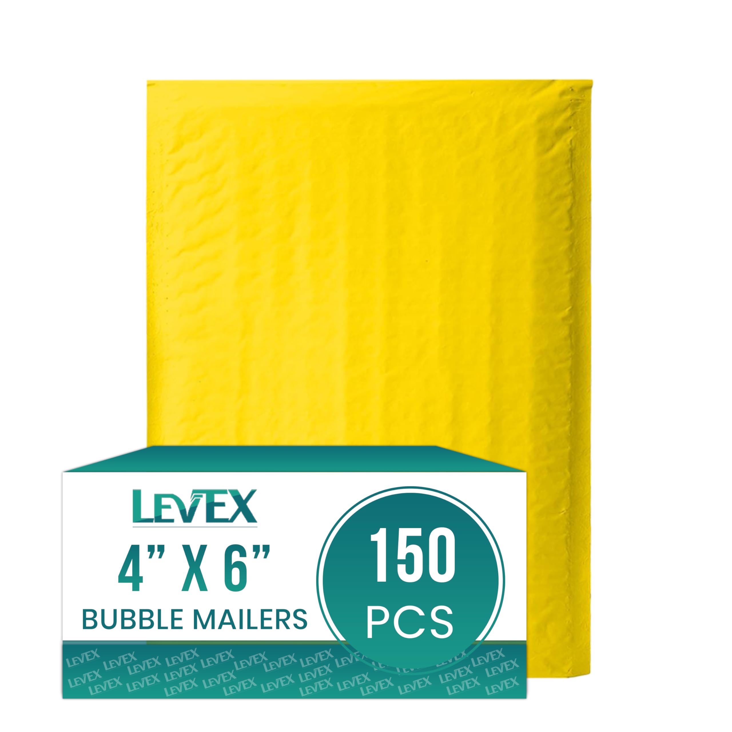 Levex - #0000 4" x 6" [150 Pack] Yellow Poly Bubble Mailers, Padded Envelope Mailers, Packing Envelope & Mailing Bags for Shipping