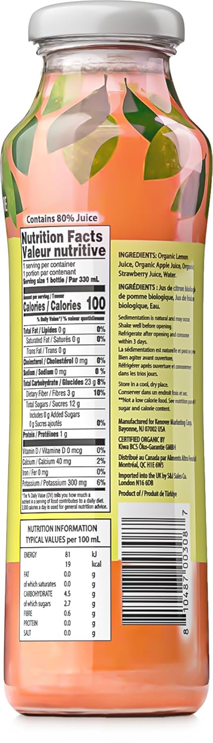 Heaven & Earth Organic Strawberry Lemonade, 11.2oz (6 Pack) | Made with Real Lemons, Pure Fruit Juice, No added Sugar, Flavor, or Color | Non GMO
