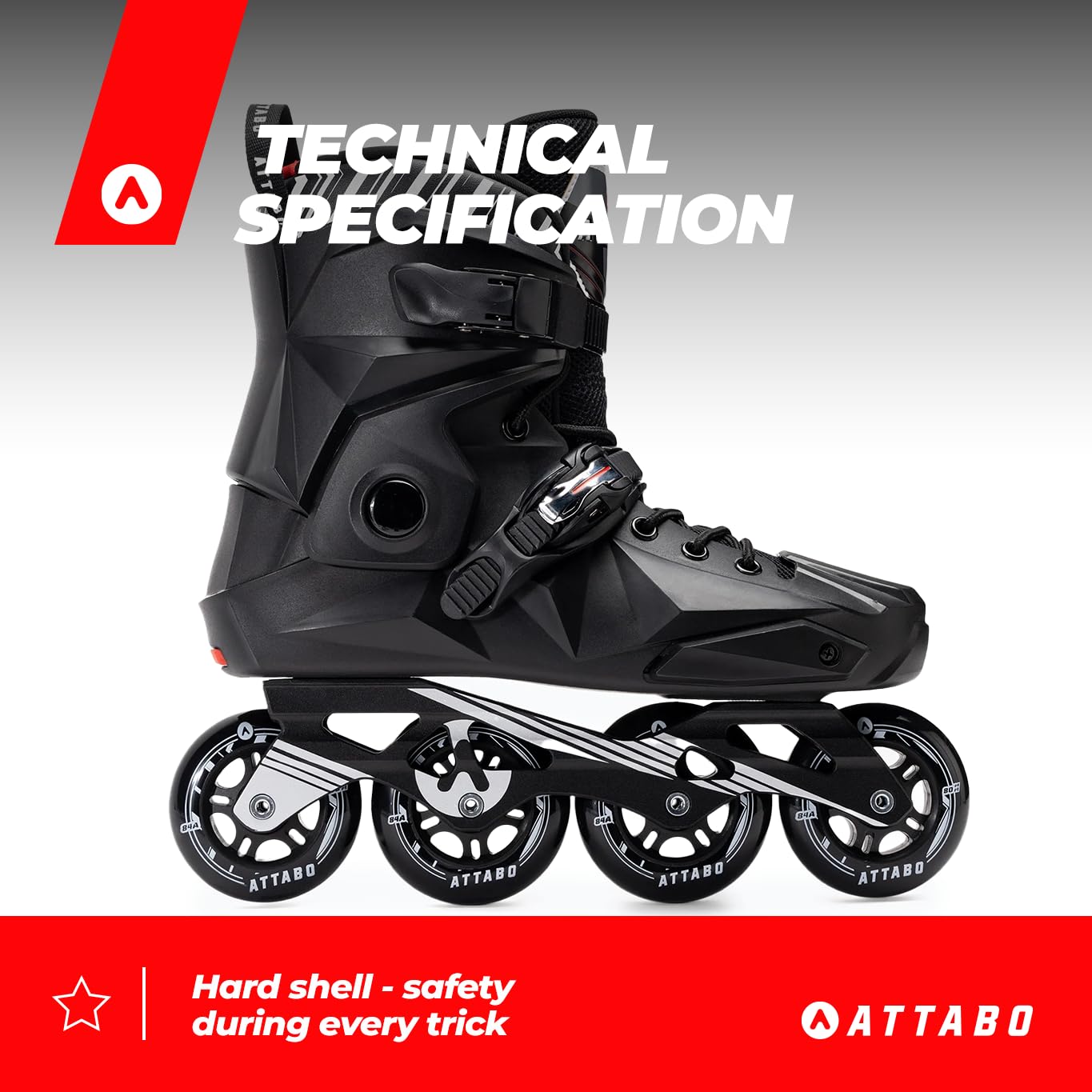 ATTABO Patines en Línea Riftskates 40-45 EU Negro ABEC-9 Ruedas PU 85A Freestyle