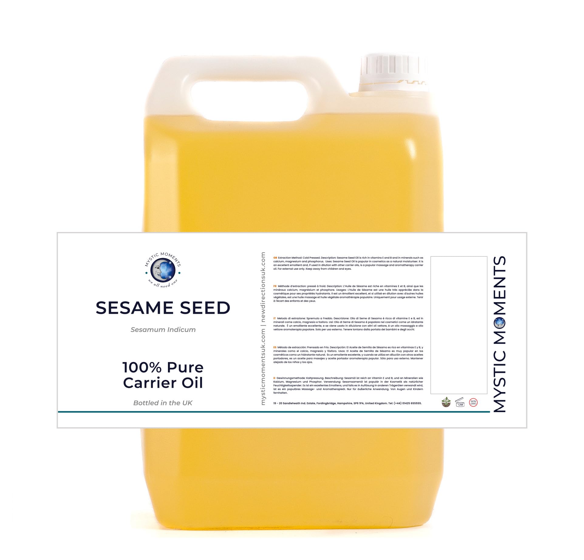 Mystic Moments Huile de graines de sésame - 10 litres - 100 % pure.