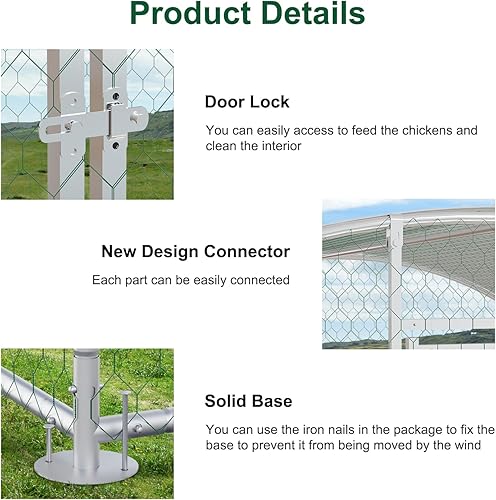 Miniatura 10 de Gallineros grandes de metal para gallineros de 106 gallineros, jaula de aves de corral para patio con cubierta impermeable y anti-UV bolígrafos de