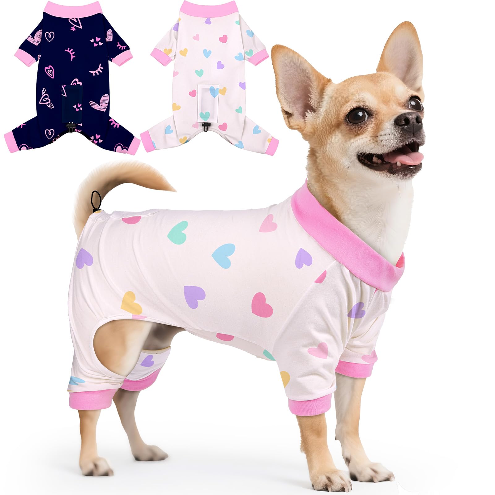 Glittme 2PACK Dog Pajamas Soft Dogs Clothes for Small Medium Dogs Elastic Cats Apparel Breathable Dog Pjs for Puppy