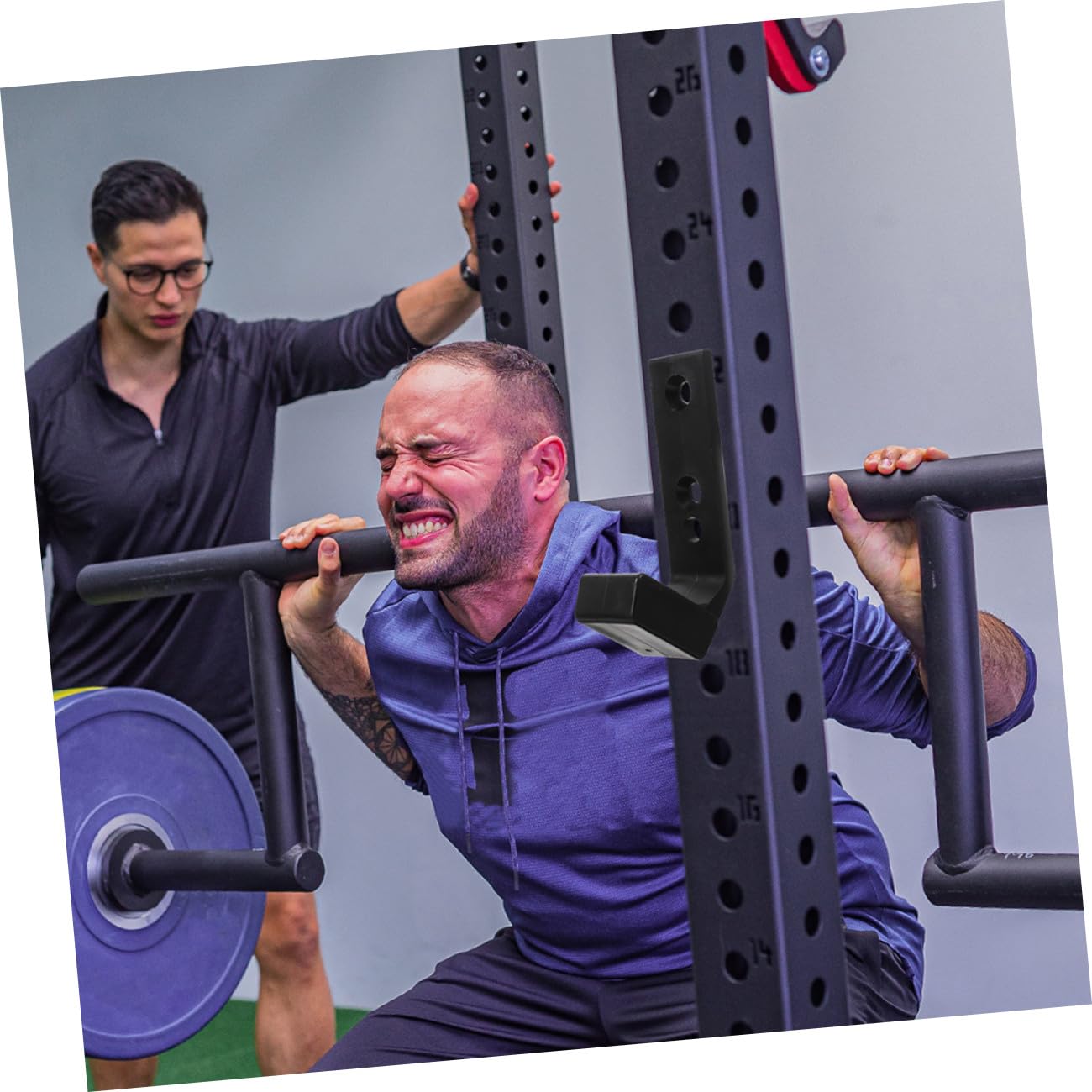 Beavorty Porta Bilanciere da Muro in PC Nero, Supporto per Pesi Palestra Leggero e Facile da Installare, Set 4 Pezzi per Garage Gym e Uso Commerciale