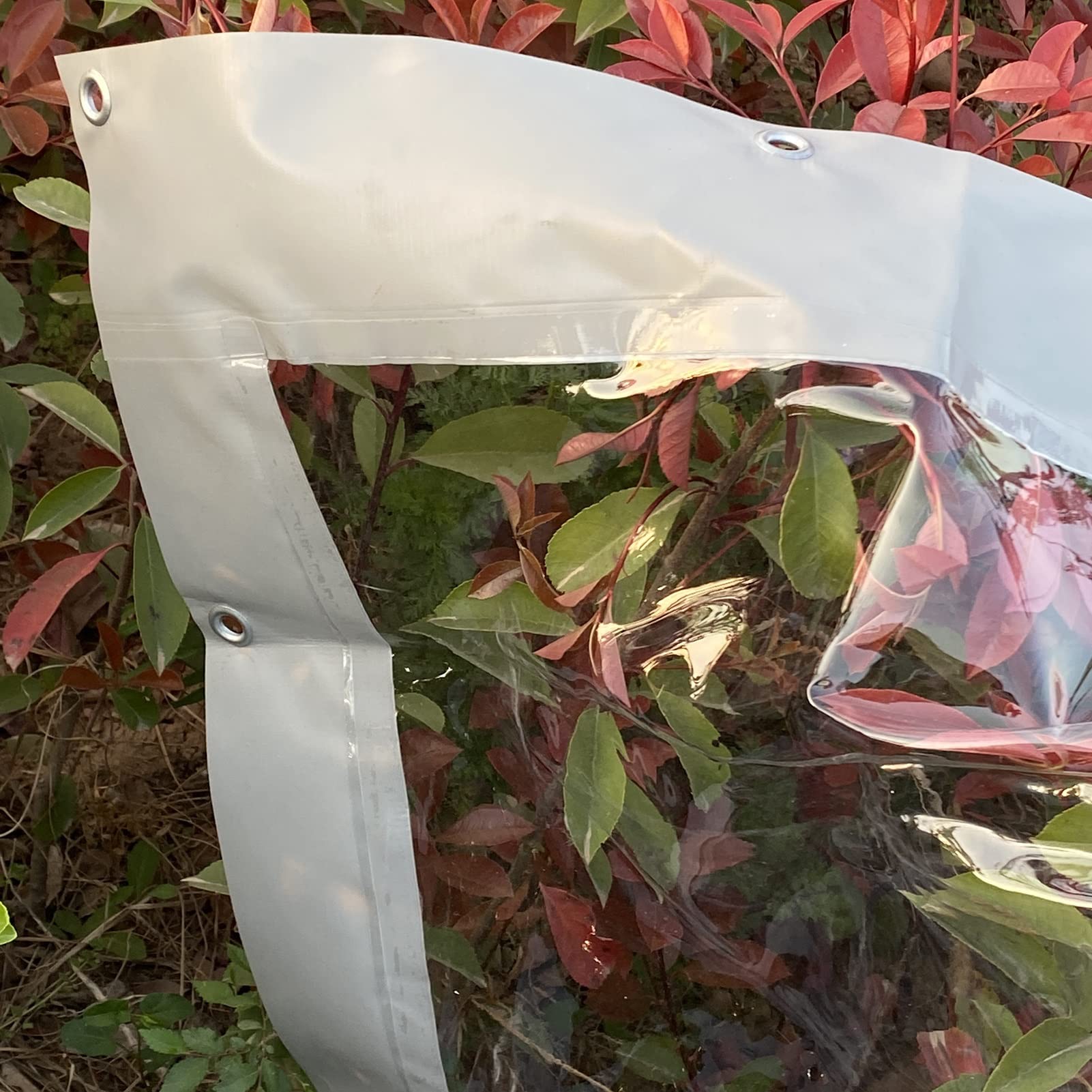 Wasserdichter grauer Vorhang mit transparenten Seitenteilen für Terrassen, Veranden, Räume und Pavillons, wetterbeständig und transparent, 2,2 x 3,3 m