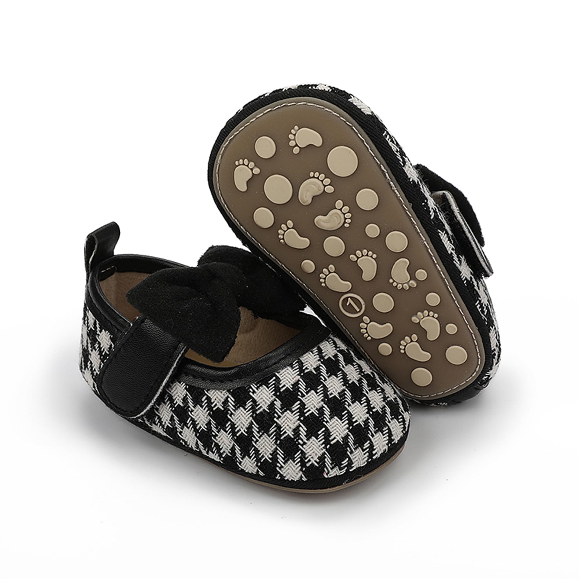 Infant Baby Girls Soft Sole Bowknot Princess Wedding Dress Mary Jane Flats Prewalker Newborn Light Baby Sneaker Shoes (black/white, Infant, 6 Months, Age Range, US Footwear Size System, 12 Months, Medium)