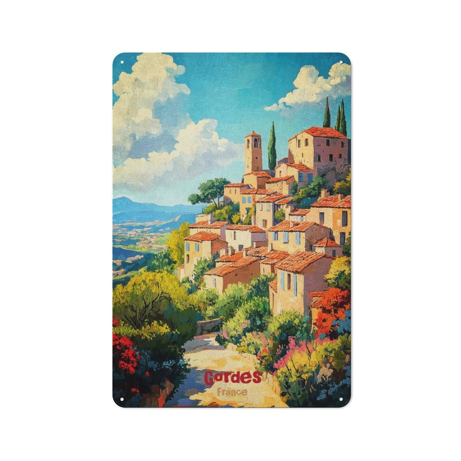 Junmoney Gordes Art For Lounge Or Reading Corner, Rustic Tin Sign 30X20cm, For Home Interiors, Feature Walls And Decorative Displays