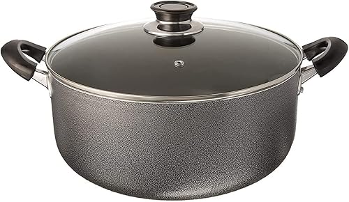 Miniatura 2 de Thaweesuk Shop - Olla de aluminio antiadherente de 10 cuartos de galón con tapa de vidrio, color negro, 12 pulgadas de largo x 12 pulgadas de ancho