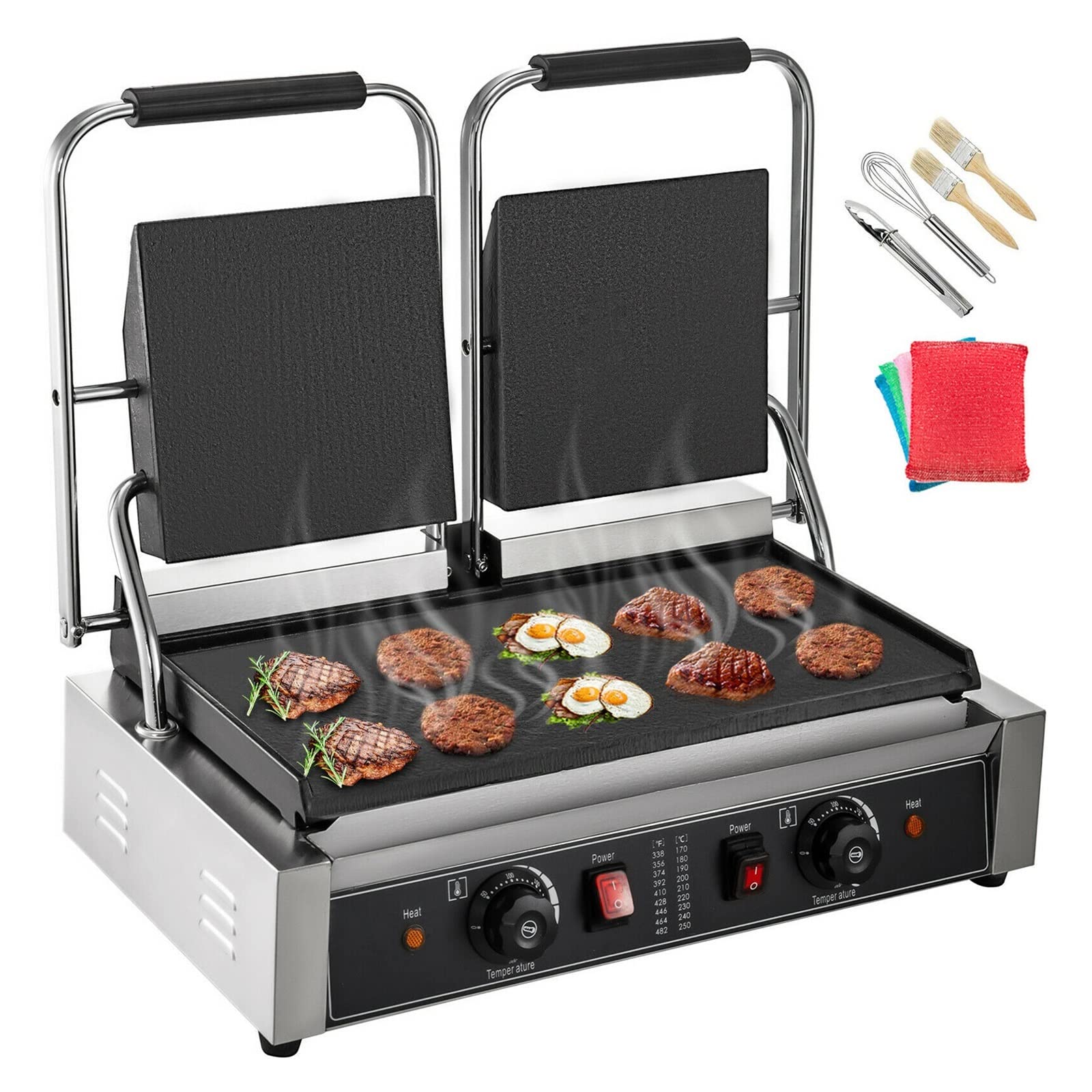 Electric Contact Grill Griddle,Commercial Press Grill,Outdoor Camping Cooking Picnic Grill Pan,for Beginners and Professionals
