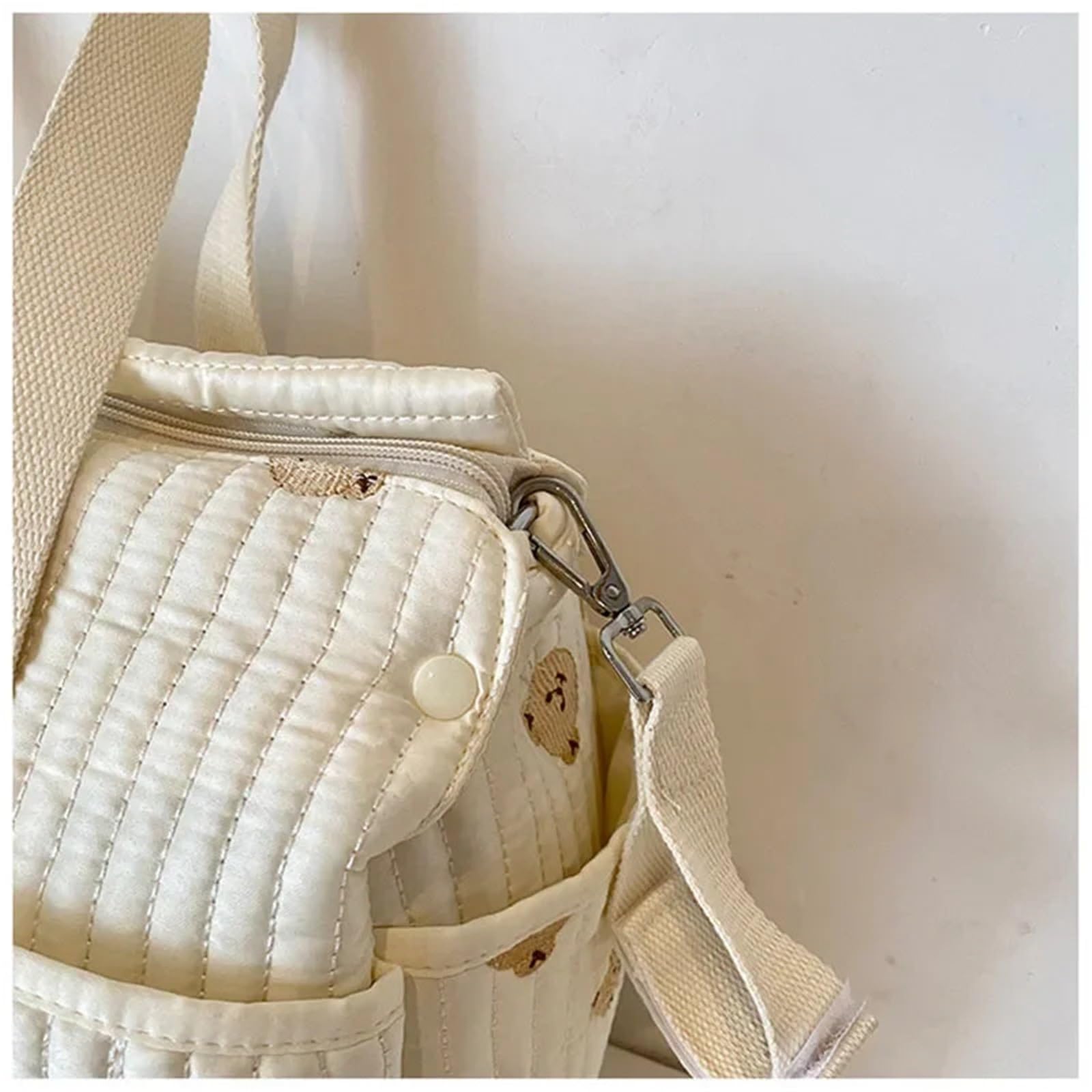 Wickeltasche Kinderwagen Tragbare Mama-Tasche, Handtasche mit hohem Fassungsvermögen, bestickte Bären-Mutter- und Kinder-Handtasche, Kinder-Flaschenwindel, Kinder-Kinderwagen-Tasche(Floral)