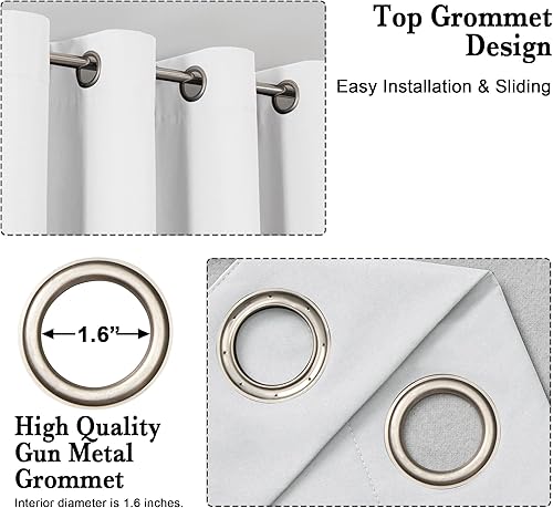 Miniatura 8 de OWENIE Maya - Juego de 2 paneles de cortinas 100% opacas de 96 pulgadas de largo, ojales sólidos, gruesas y cálidas, cortinas de eficiencia