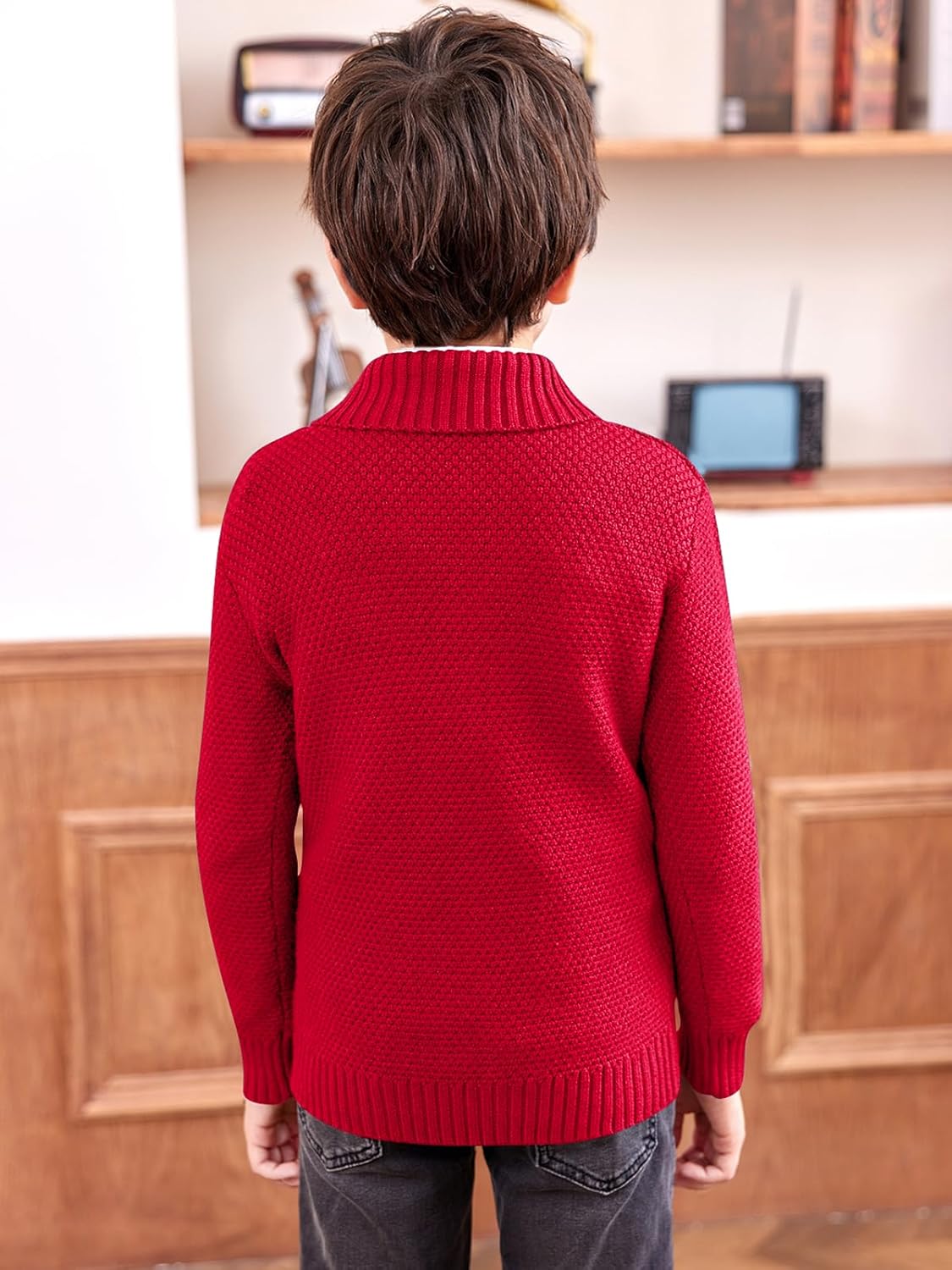 Makkrom Toddler Pullover Sweaters Shawl Collar Cable Knit Sweaters Long Sleeve Warm Outwear Spring Fall Winter - Image 4