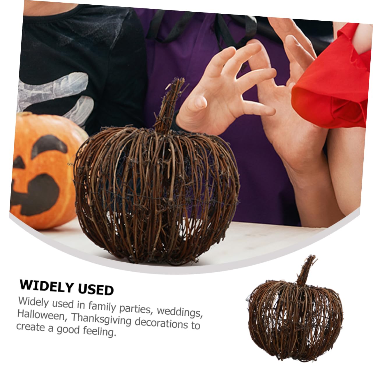 Yardwe 2piezas Calabazas De Ratán Decorativas Adorno De Calabaza Simulado Para Halloween Decoración De Hogar