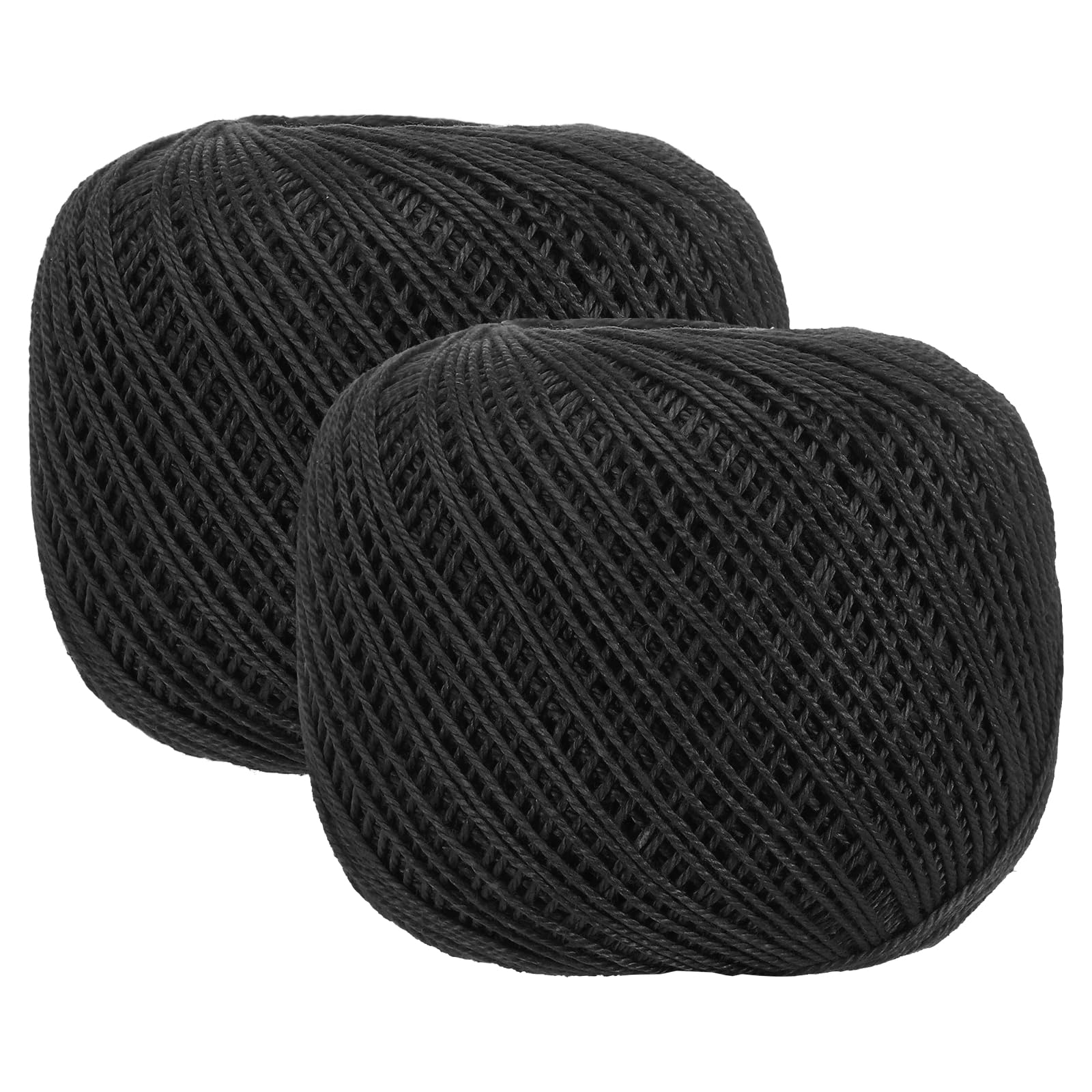 sourcing map 2 Rolls 164 Yards Size 3 Black Pearl Cotton Crochet Thread Lace Weight Yarn Tatting Thread for Crocheting Knitting Embroidery Sewing
