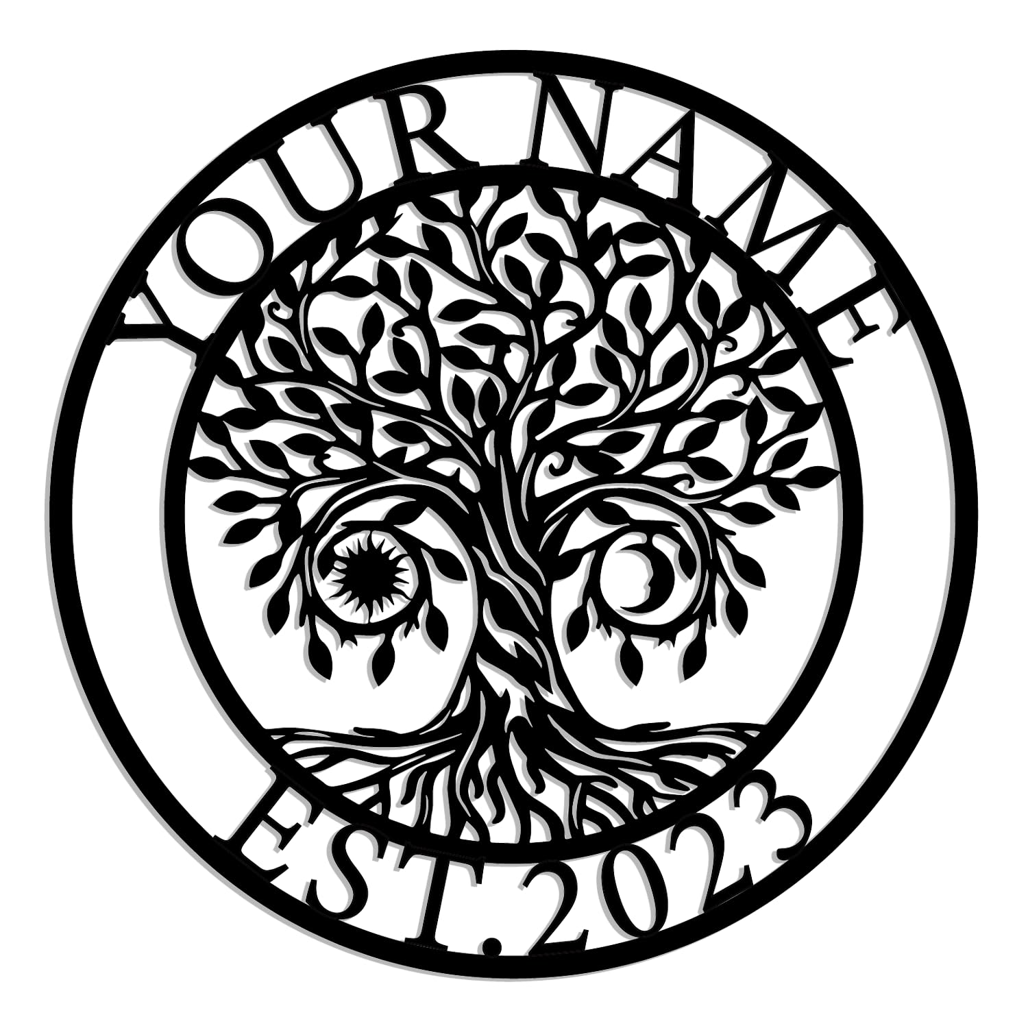 Kissesuu Style-6 Personalized Tree Of Life Metal Wall Art - Custom Welcome Family Name Sign - Outdoor Decor With Last Name (Style-6)