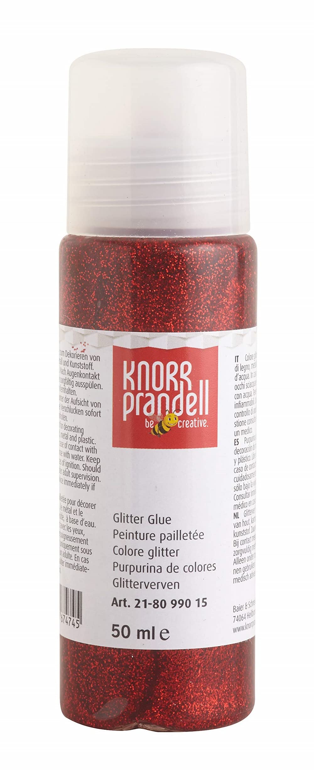 Knorr Prandell 218099015 Glitter Glue 50 ml Red