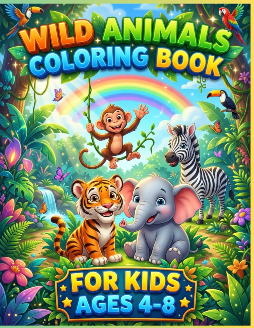 Wild Animals Coloring Book for Kids: Fun Coloring Pages for Kids Ages 4–8 | 30 Wild Animals | Includes "This Book Belongs To" and Color Test Page