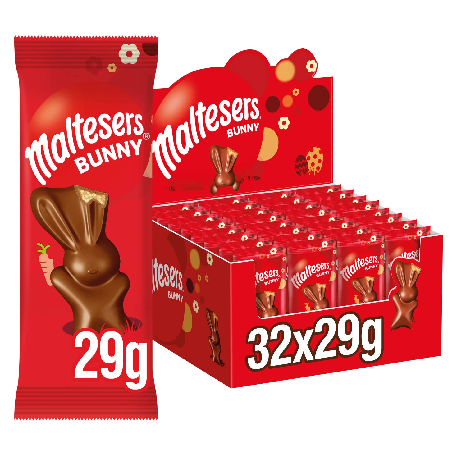 Maltesers Chocolate Easter Bunnies Bulk Box, Milk Chocolate, Honeycomb & Malt Filling, 32 x 29g, Perfect Easter Treat, gifts, snacks