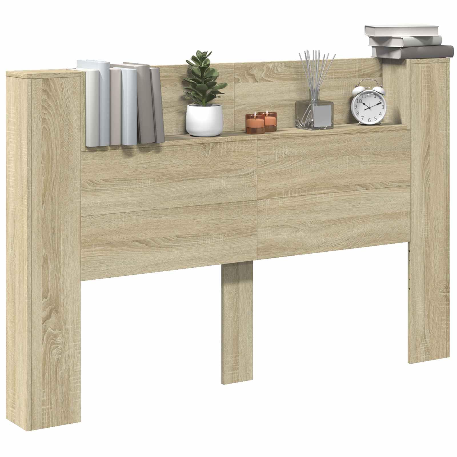 Genérico Cabecero con Estante Roble Sonoma 160 x 16,5 x 103,5 cm,Mobiliario,Camas y Accesorios,Cabeceros y pies de Cama,Marrón,25.94 kg,3418676