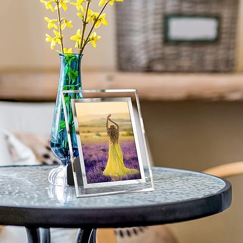 Miniatura 5 de Hoikwo Marcos de fotos a granel de 5 x 7, 4 paquetes de marcos de fotos plateados de 5 x 7, marcos de boda de vidrio de 5 x 7, marcos de fotos de