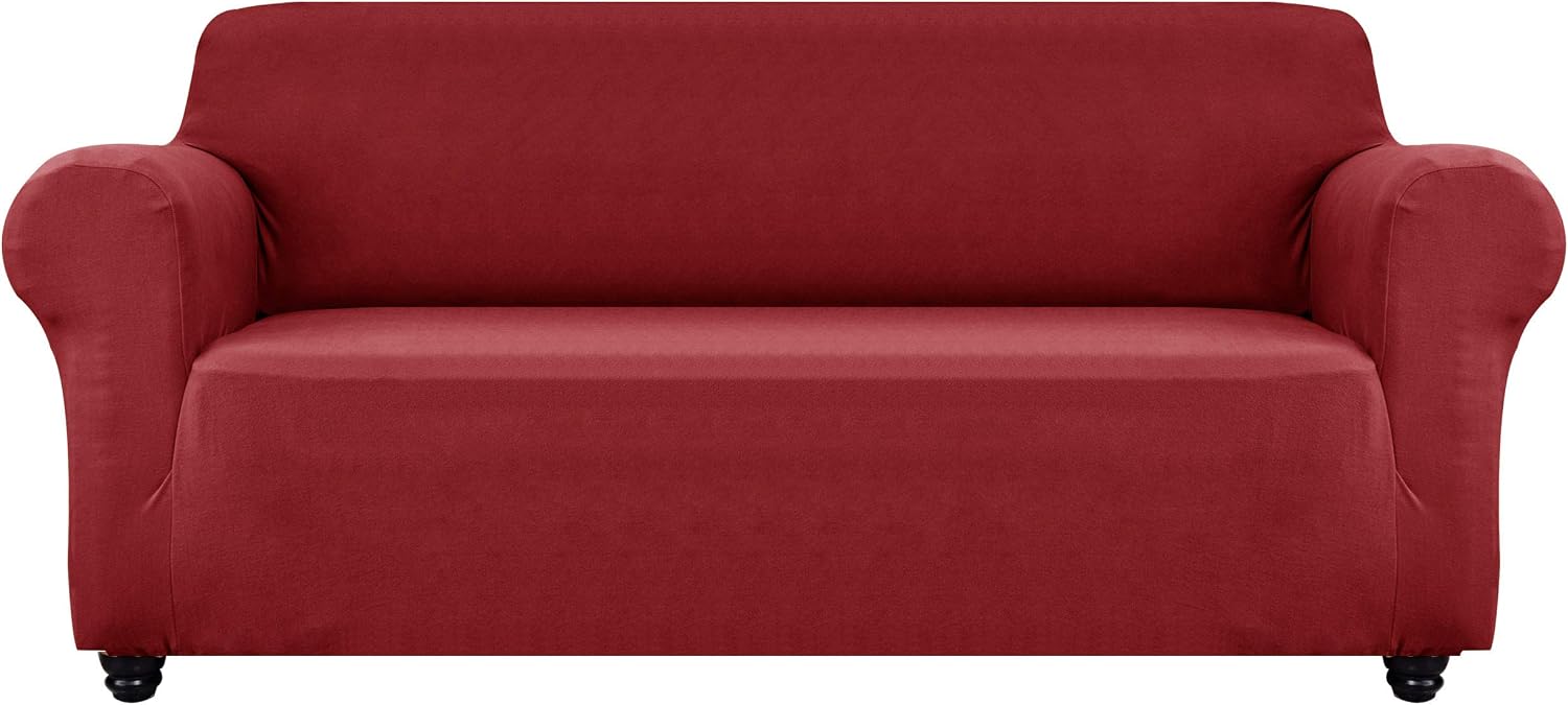 Obytex Stretch Sofa Cover Soft and Comfortable Upgrade Pattern Couch Covers Dog Cat Pet Slipcovers Furniture Protectors (X-Large, Burgundy)