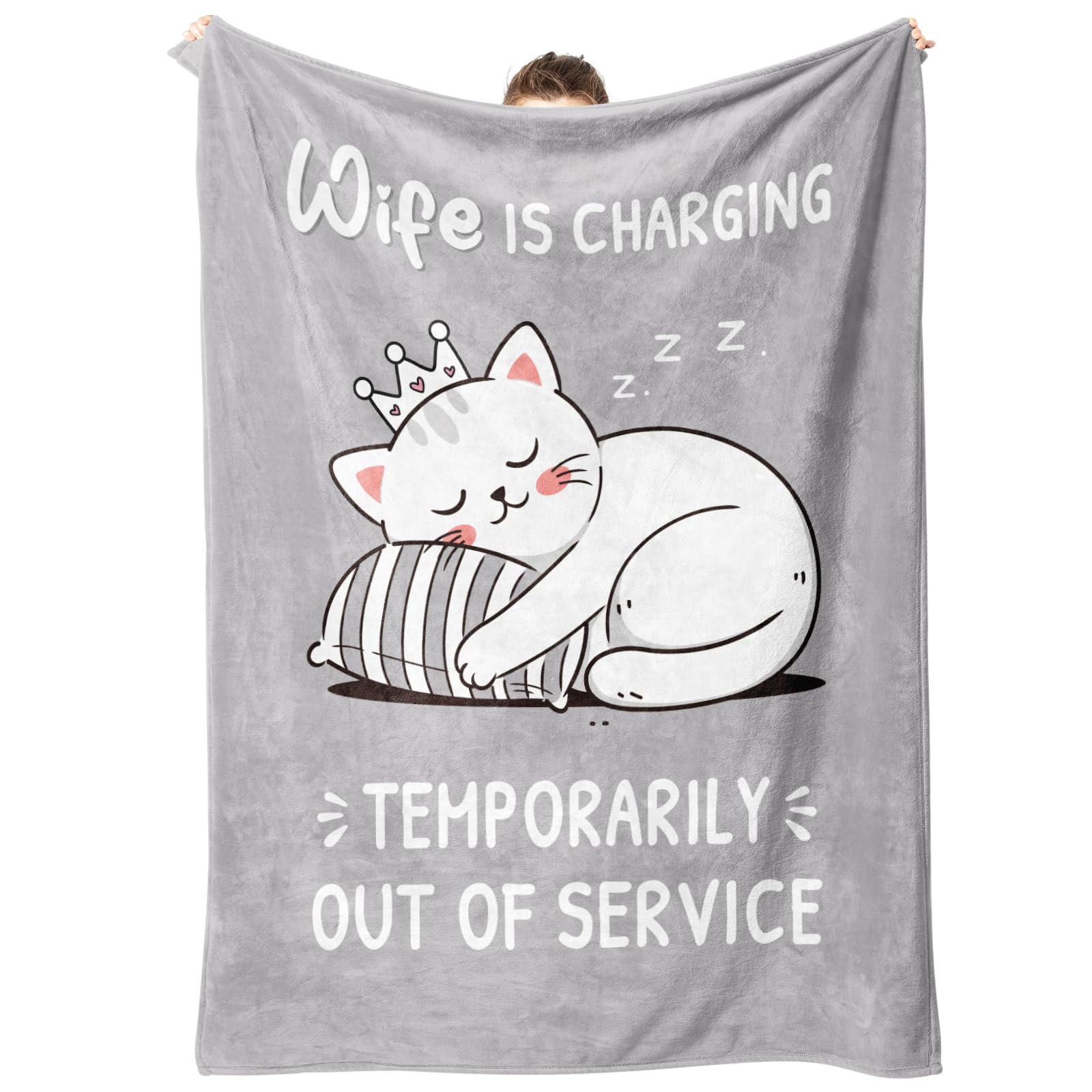 GoMelley Wife Birthday Gifts - Wife Is Charging Super Soft Flannel Blanket