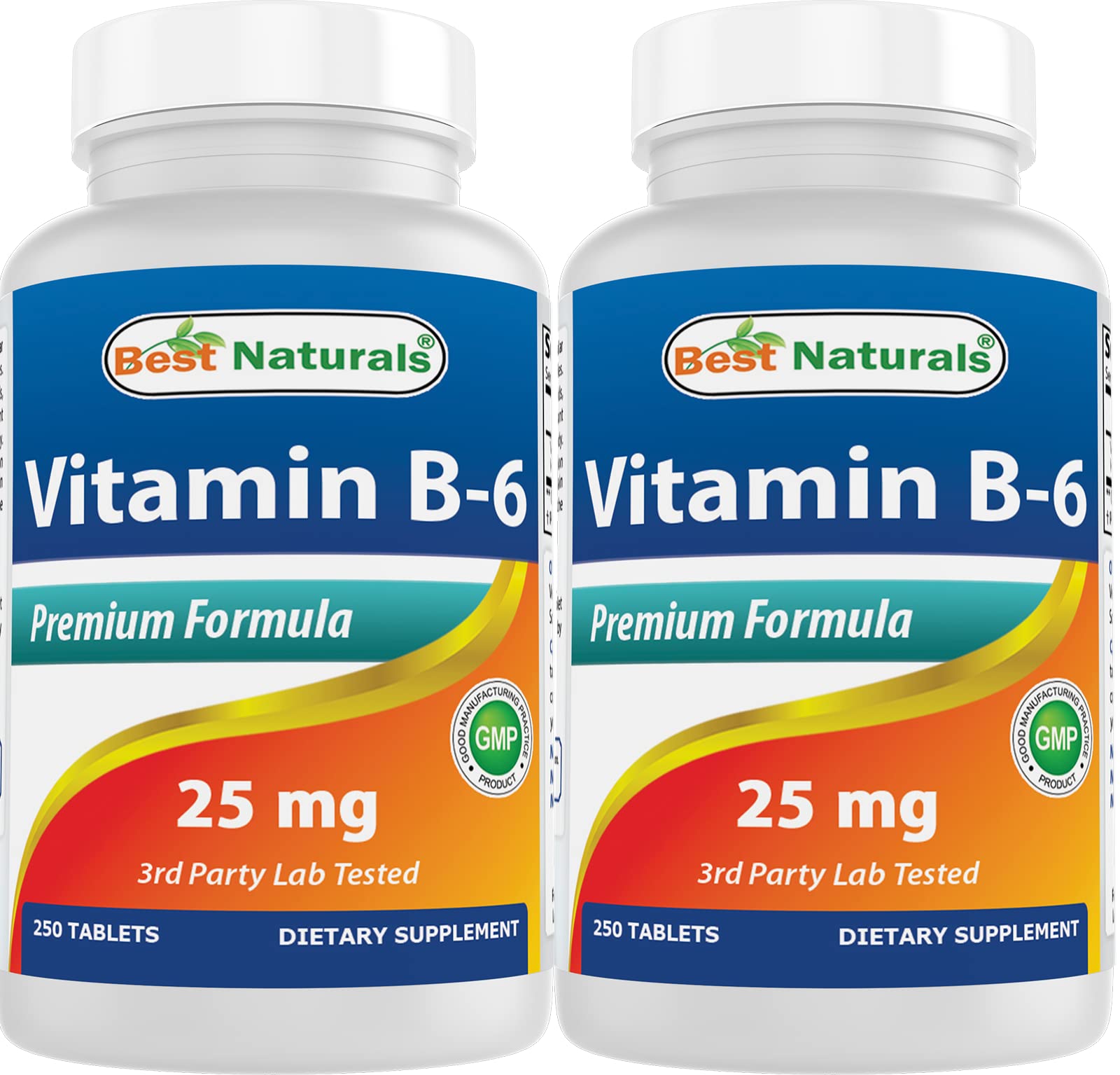 Best Naturals Vitamin B6 25mg 250 Tablets (250 Count (Pack of 2)) 500 Count (Pack of 1)