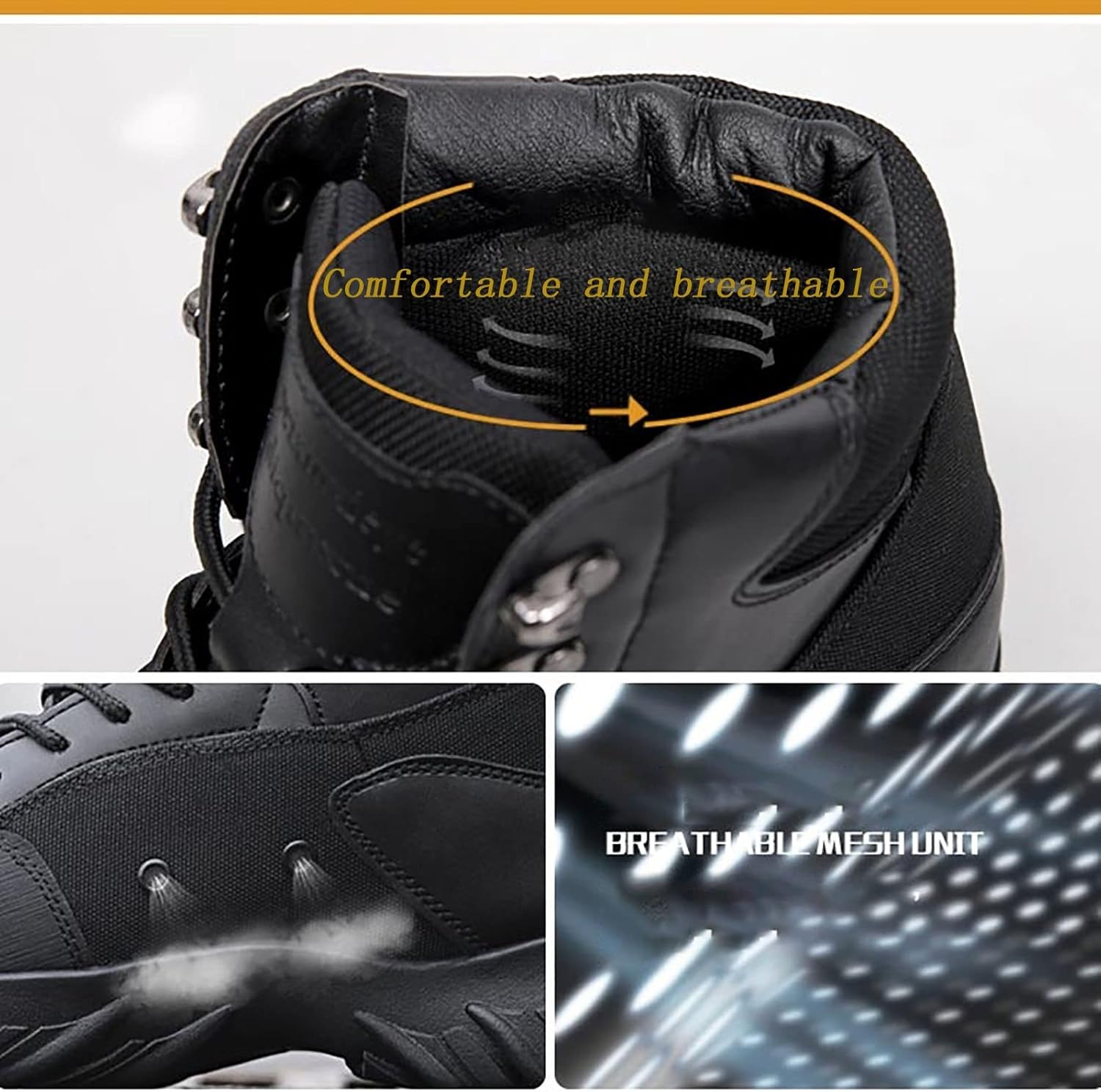 CLSQLXYJZC Outdoor Mid-top Desert Tactical Boots, Waterproof Non-slip Outdoor Rubber Sole Mountaineering Boots, Durable Lace-up Sports Breathable Trekking Boots